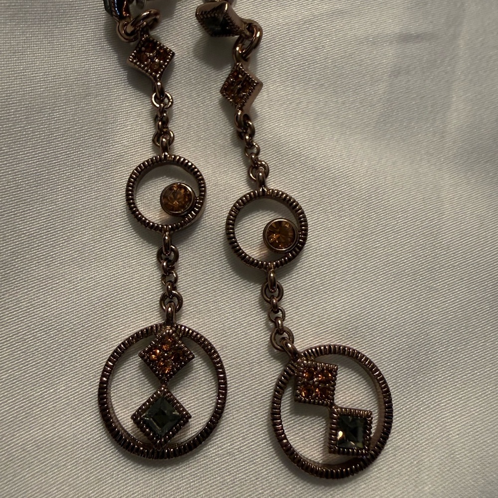 Givenchy Elegant Gold and Brown Dangle Earrings